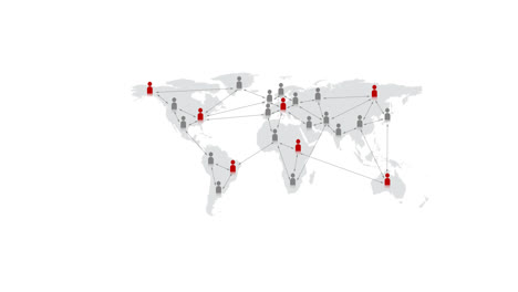 Animation-Eines-Netzwerks-Aus-Roten-Und-Grauen-Standort-Pins-über-Einer-Weltkarte-Auf-Weißem-Hintergrund