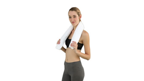 Slim-model-posing-with-towel-on-her-shoulders