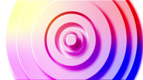 Animation-of-rainbow-circle-layers-pulsating-on-white-background