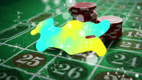 Animation-of-glowing-blob-with-molecules-over-casino-gambling-board