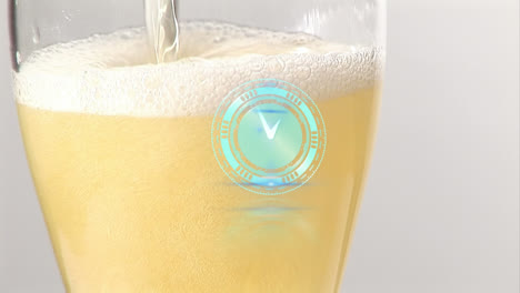 Animation-of-digital-clock-over-champagne-glass-on-white-background