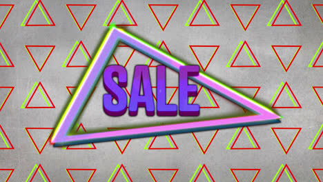 Animation-of-sale-text-in-triangle-over-abstract-background