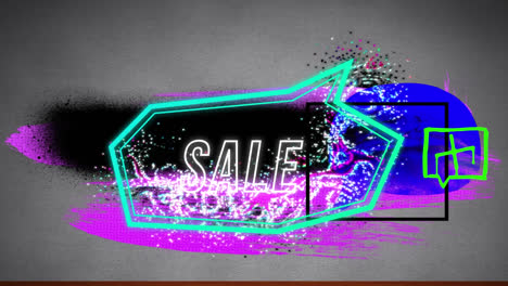 Animation-of-sale-text-in-retro-speech-bubble-over-abstract-background