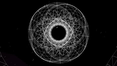 Animation-Eines-Rosa-weißen-Tunnels-Und-Bewegter-Weißer-Geometrie-Auf-Schwarzem-Hintergrund-Mit-Sternen