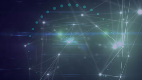 Digitale-Animation-Eines-Leuchtenden-Netzwerks-Von-Verbindungen-Vor-Lichtspuren-Auf-Blauem-Hintergrund