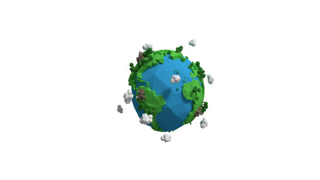 Animation-Eines-Blauen-Und-Grünen-Globus-Mit-Weißen-Wolken-Auf-Weißem-Hintergrund