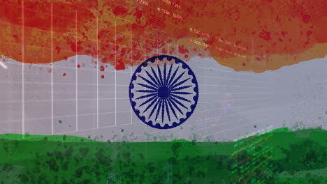 Zusammensetzung-Der-Covid-Statistikaufzeichnung-über-Der-Indischen-Flagge