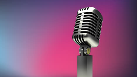 Digital-animation-of-microphone-against-pink-and-blue-gradient-background