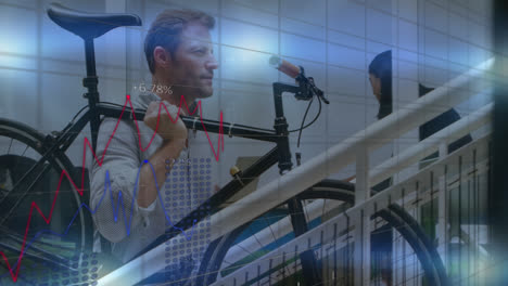 Animation-of-financial-data-processing-over-carrying-bicycle