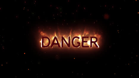 Animation-of-danger-text-on-black-background