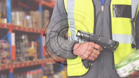 Animation-of-scope-scanning-over-man-working-in-warehouse