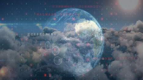 Procesamiento-De-Datos-De-Seguridad-Cibernética-Sobre-El-Globo-Contra-Las-Nubes-En-El-Cielo-Azul
