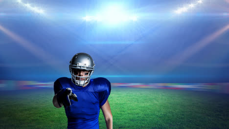 Animation-of-american-football-player-pointing-over-sports-stadium