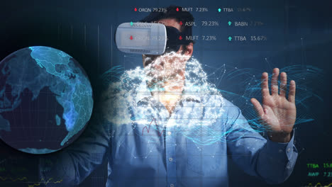 Animation-of-network-of-connections-and-icons-over-man-wearing-vr-headset