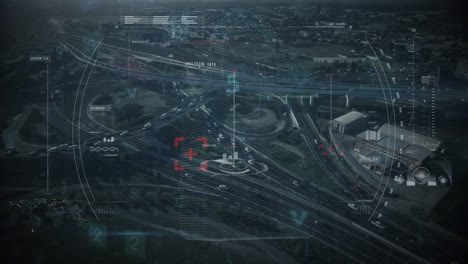 Animation-of-data-processing-and-security-icons-over-cityscape