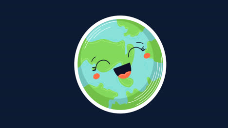 Animation-of-smiling-globe-on-blue-background