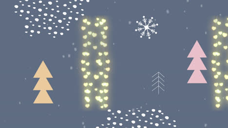 Animation-of-christmas-decoration-over-christmas-trees