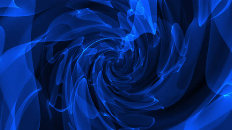 Animation-of-blue-translucent-clouds-of-smoke-spinning-on-black-background
