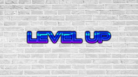 Animation-of-level-up-text-up-on-grey-background
