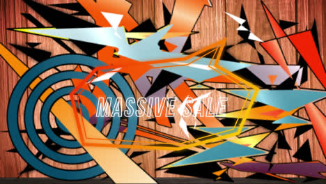 Animation-Eines-Massiven-Verkaufstextes-In-Einer-Retro-Sprechblase-über-Abstraktem-Hintergrund