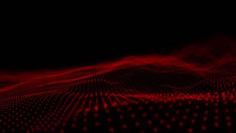Animation-Einer-Wellenförmigen,-Leuchtenden-Roten-Punktlandschaft-Auf-Schwarzem-Hintergrund