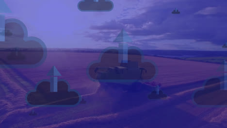 Animation-of-clouds-with-arrows-over-field