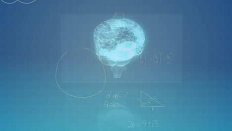 Animation-of-mathematical-equations-over-digital-model-of-human-brain-on-black-background