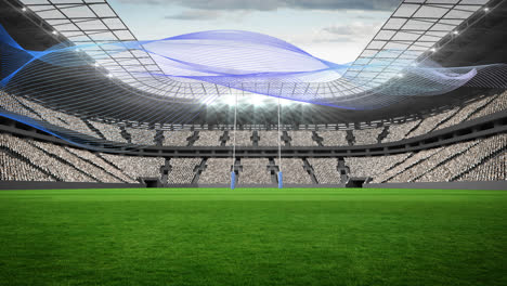 Animation-of-blue-light-trails-over-sports-stadium