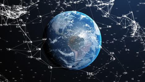 Animation-Von-Verbindungsnetzwerken-Mit-Zahlen-über-Einem-Globus-Auf-Blauem-Hintergrund