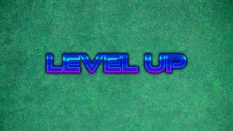 Animation-of-level-up-text-up-on-green-background