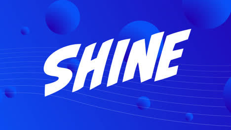 Animation-of-shine-text-over-blue-shapes-on-blue-background
