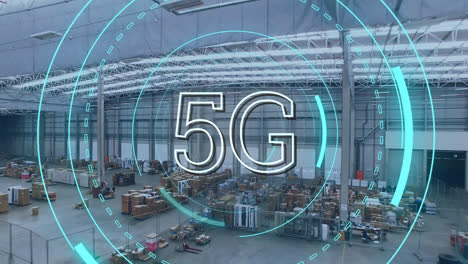 5g-text-over-round-scanner-against-warehouse-in-background