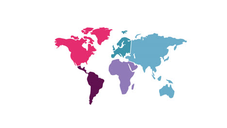 Animación-De-Un-Mapa-Mundial-Colorido-Sobre-Fondo-Blanco