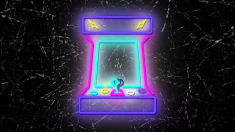 Animation-of-game-machine-neon-on-dark-background