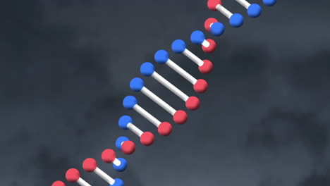 Digital-animation-of-dna-structure-spinning-against-textured-grey-background
