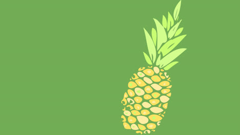 Animation-of-pineapple-moving-on-green-background