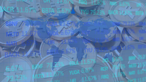 Animation-Der-Verarbeitung-Finanzieller-Daten-über-Eine-Weltkarte-Und-Yen-Münzen
