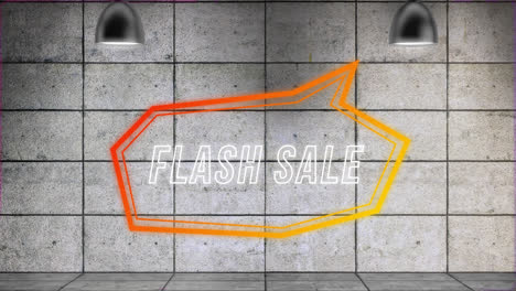 Animation-of-flash-sale-text-in-retro-speech-bubble-over-abstract-background