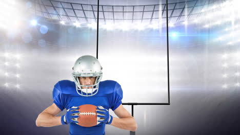 Animation-of-american-football-player-holding-ball-over-sports-stadium