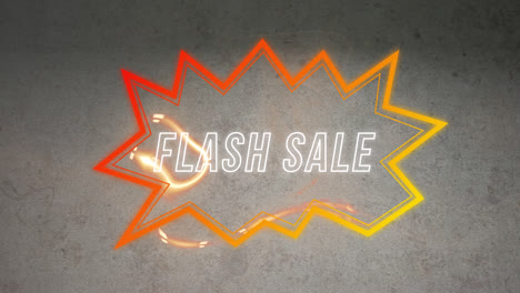 Animation-of-flash-sale-text-in-retro-speech-bubble-over-abstract-background