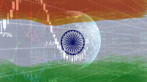 Zusammensetzung-Von-Covid-19-Und-Finanzstatistiken-über-Der-Indischen-Flagge