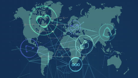 Red-De-Iconos-Digitales-Contra-El-Mapa-Mundial-Sobre-Fondo-Azul.