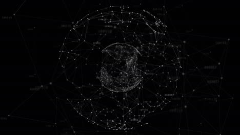 Animation-of-network-of-connections-with-globe-over-navy-background