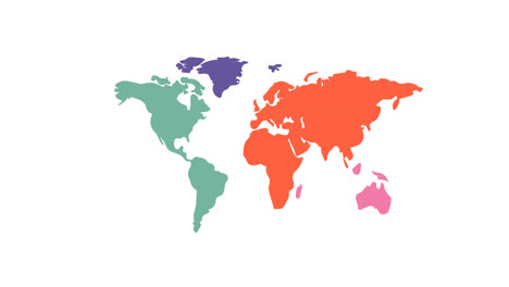 Animation-of-colourful-world-map-on-white-background