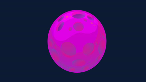 Animation-of-pink-and-purple-globe-with-holes-on-blue-background