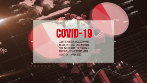 Coronavirus-Textbanner-über-Sich-Drehenden-Covid-19-Zellen-Gegen-Statistische-Datenverarbeitung