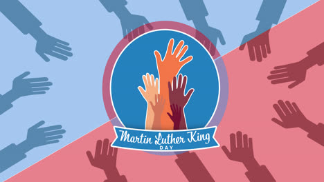 Animation-of-happy-martin-luther-king-day-text-over-hands