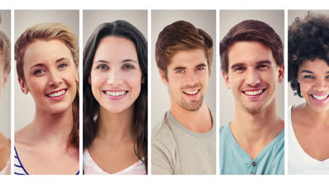 Animation-of-multiple-photos-of-diverse-people-moving-on-white-background