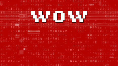 Animation-of-wow-text-with-binary-coding-on-red-background