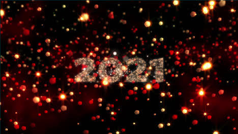 Animation-of-2021-text,-glowing-light-and-fireworks